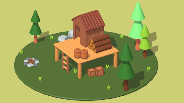 camp in the forest 3D Model
