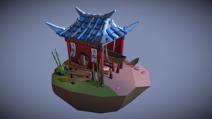 Game Art Diorama - Chinese Shipwright 3D Model