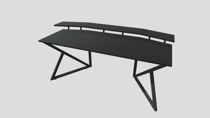 Gaming Desk With Monitor Shelf - Carbon 3D Model
