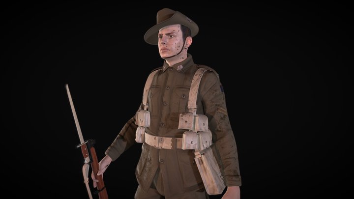 WWI Soldier - Australian Digger 3D Model