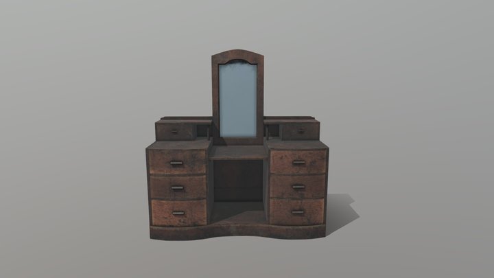 Wooden Desk 3D Model