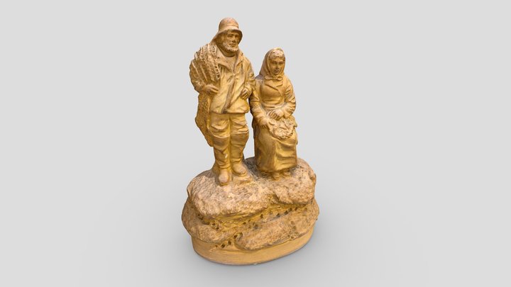 Tonfigur Fischer mit seiner Frau