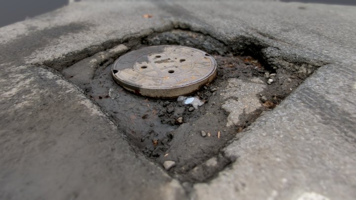 Pothole with Manhole Cover 3D Model