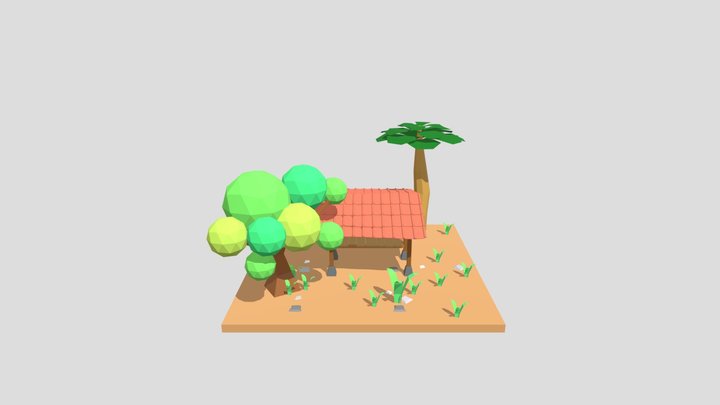 Indonesian Hut Low poly 3D Model