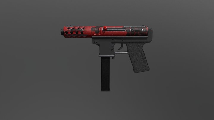 Tec 9 - Red Hive Skin 3D Model