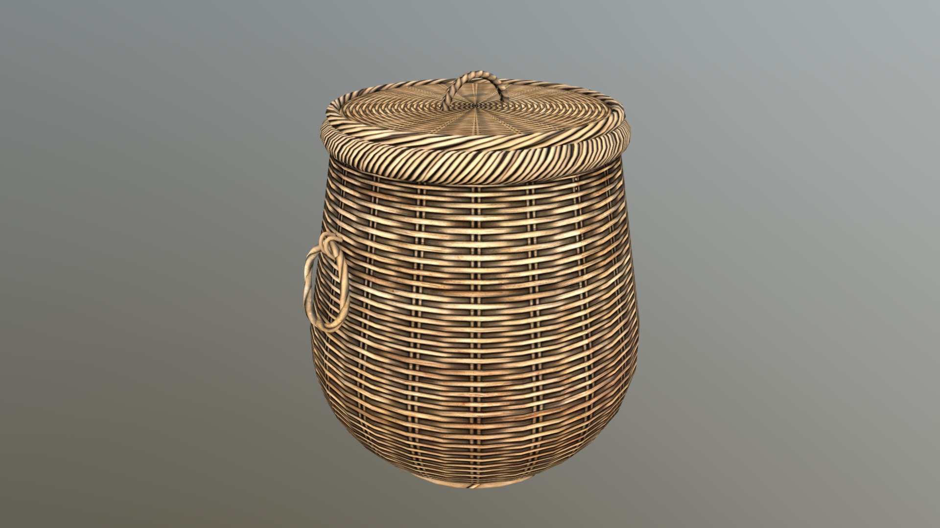 3D model Low Poly Basket 01 - This is a 3D model of the Low Poly Basket 01. The 3D model is about a gold and silver metal container.