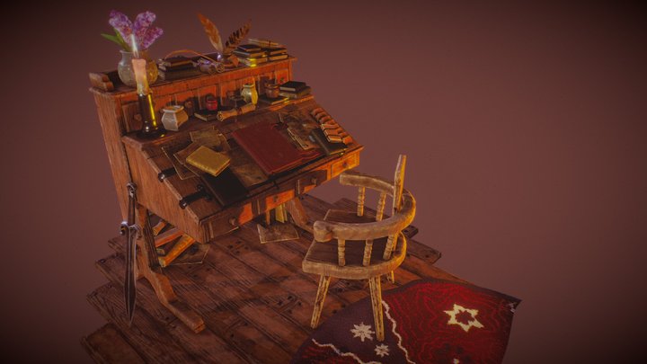 Concerning Hobbits - Bilbo's study desk 3D Model