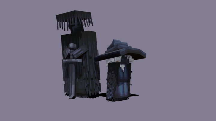 Dark fantasy team - Knight & Wizard 3D Model
