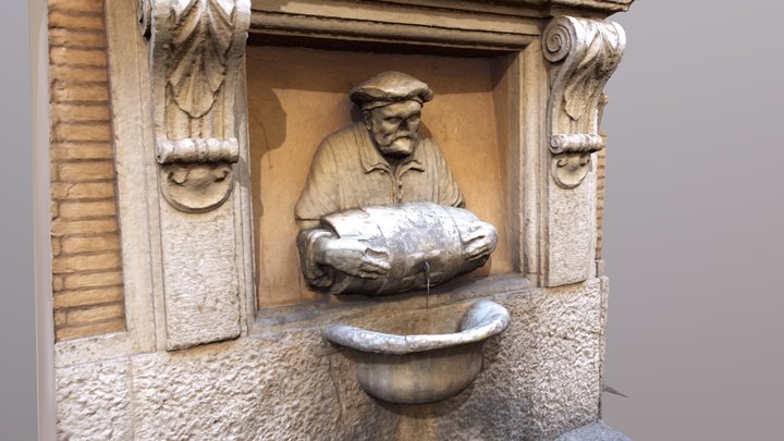 Man with a barrel drinking fountain 3D Model