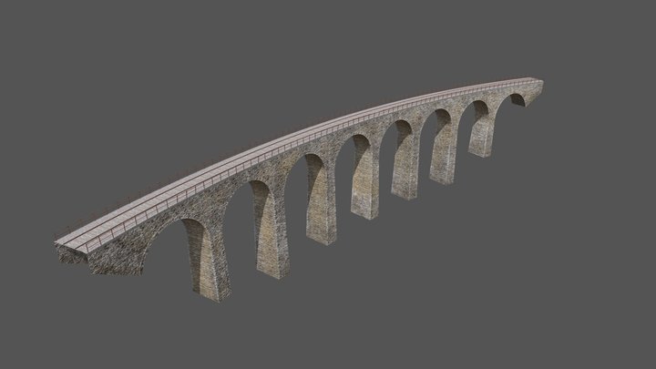 Railway Stone Bridge 3D Model