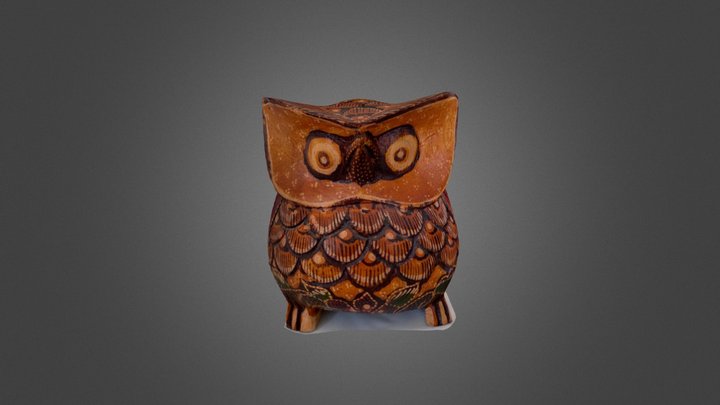 Example 3: Carved Wooden Owl from Indonesia 3D Model