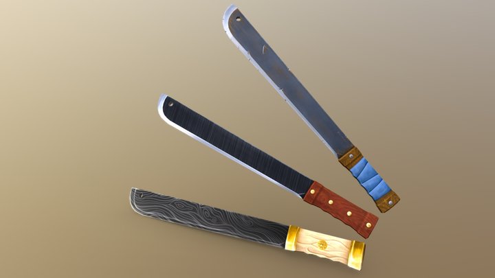 Stylized machete for mobile game 3D Model