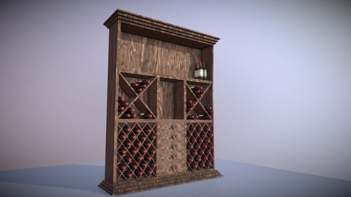 Wooden wine cabinet 3D Model