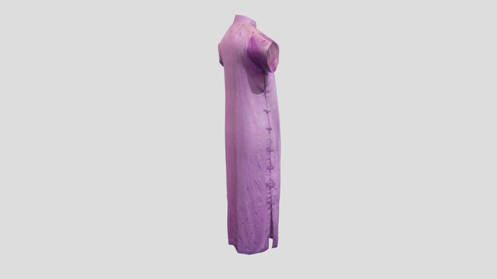 紫色提花绸旗袍 3D Model