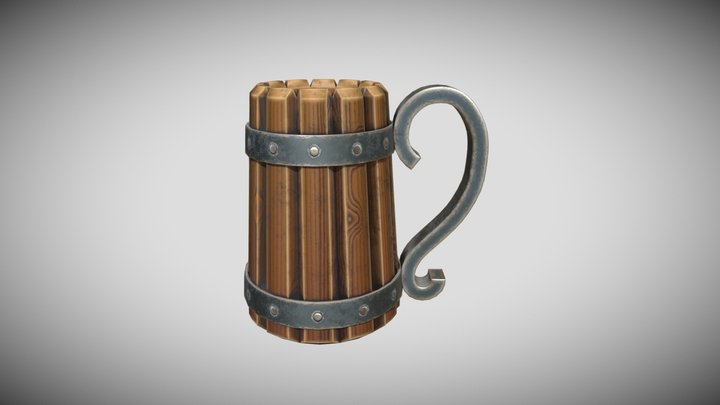 Wooden beer jar asset 3D Model