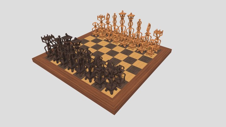 ScrollSaw Chess Set – Kostenloses 3D-Modell STL
