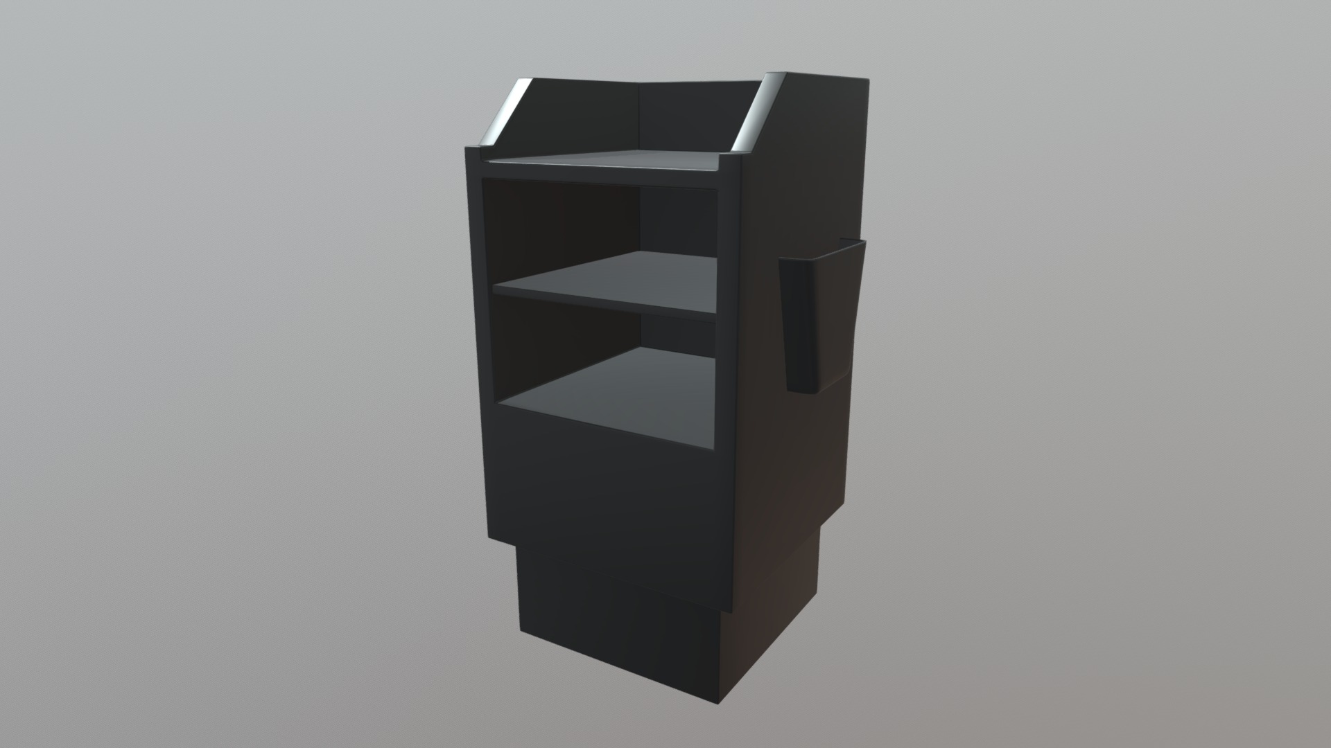 3D model Restaurant Hostess Stand - This is a 3D model of the Restaurant Hostess Stand. The 3D model is about a black cube with a white background.