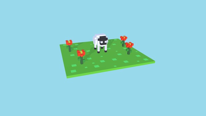 Voxel Sheep 3D Model