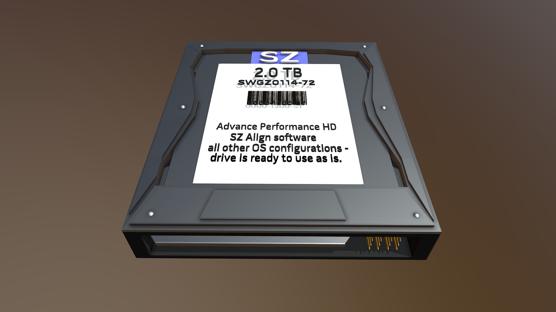 3D model SWGZ HD Drive - This is a 3D model of the SWGZ HD Drive. The 3D model is about a white box with black text.