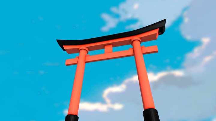 Red Torii Gate – Stylized Japanese Shrine