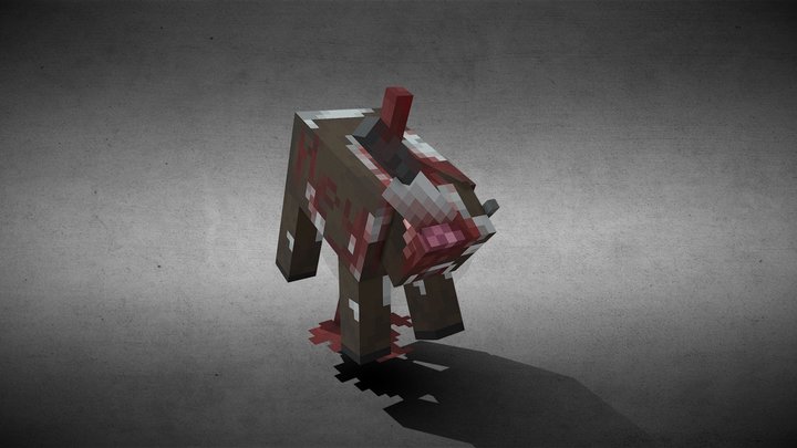 Dead Cow Minecraft 3D Model
