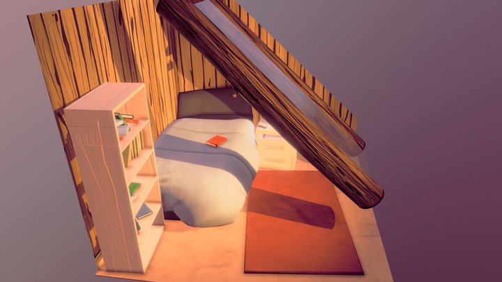 Attic Bedroom 3D Model