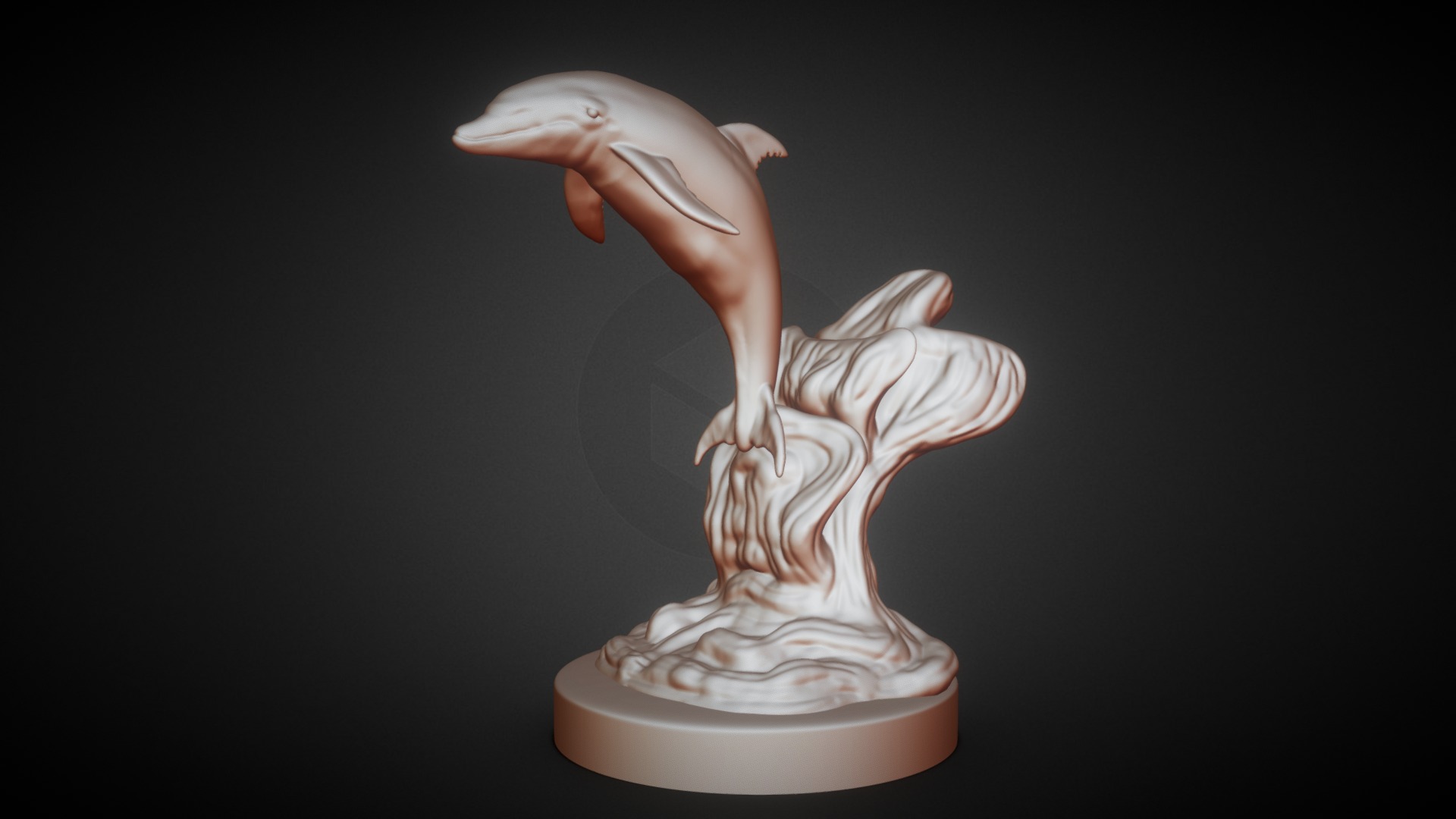 3D model Day 28 Dolphin #Sculptjanuary19 - This is a 3D model of the Day 28 Dolphin #Sculptjanuary19. The 3D model is about a white statue of a horse.