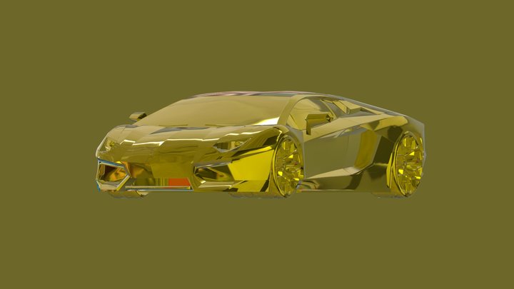 Golden Lamborghini aventador 3D Model