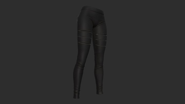 Leather Pants With Zippers 3D Model