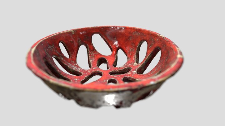 Glazed, decorative, red bowl scan 3D Model