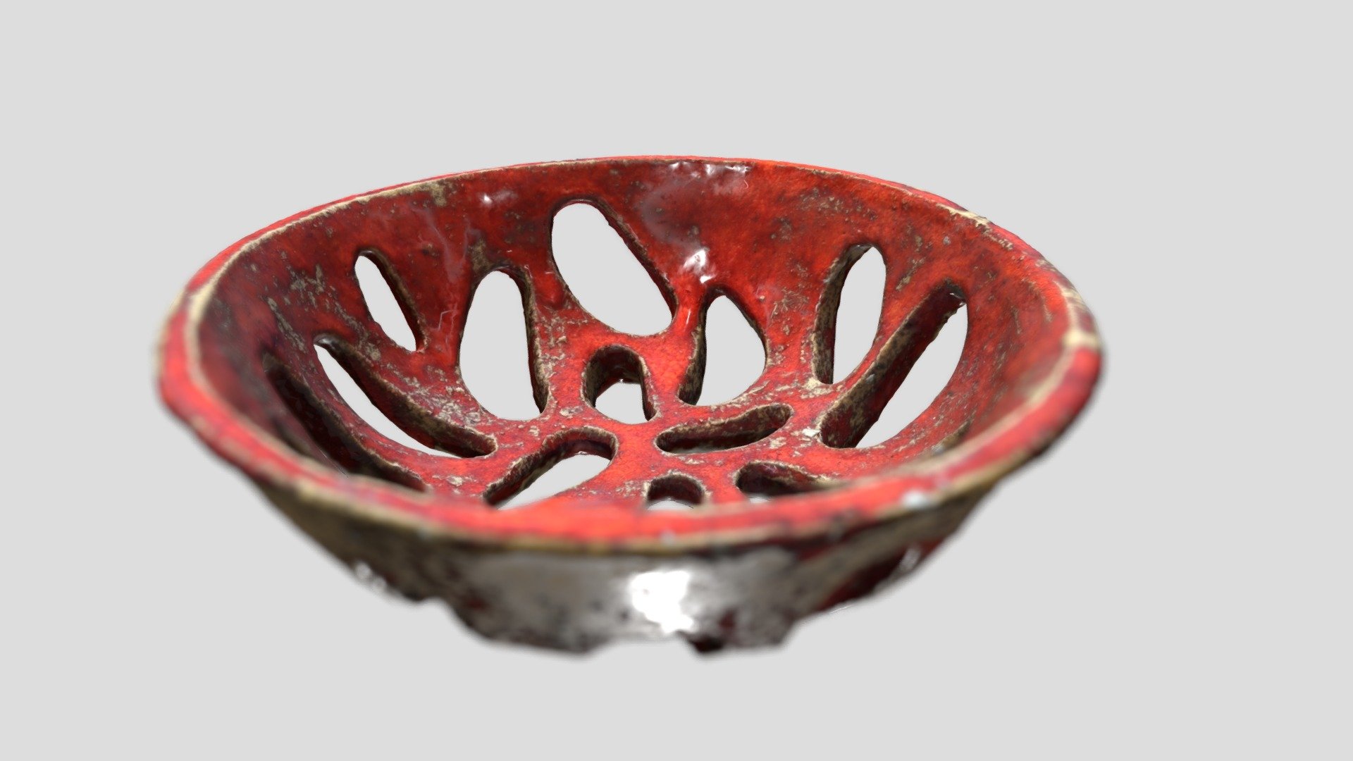 Glazed, decorative, red bowl scan Download Free 3D model by scan_fr