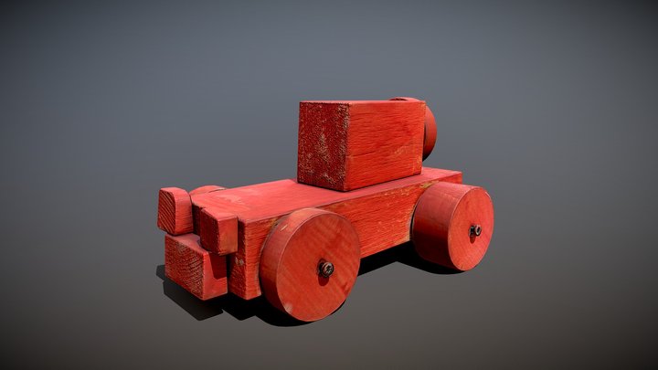 Wooden Toy Car 3D Model