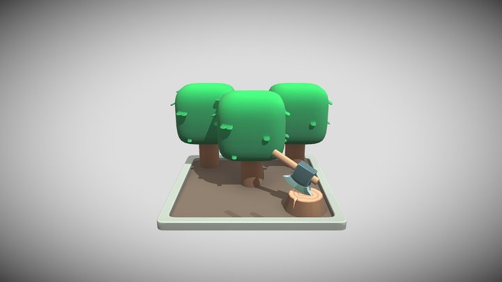 3D Hand Paint Tree 3D Model