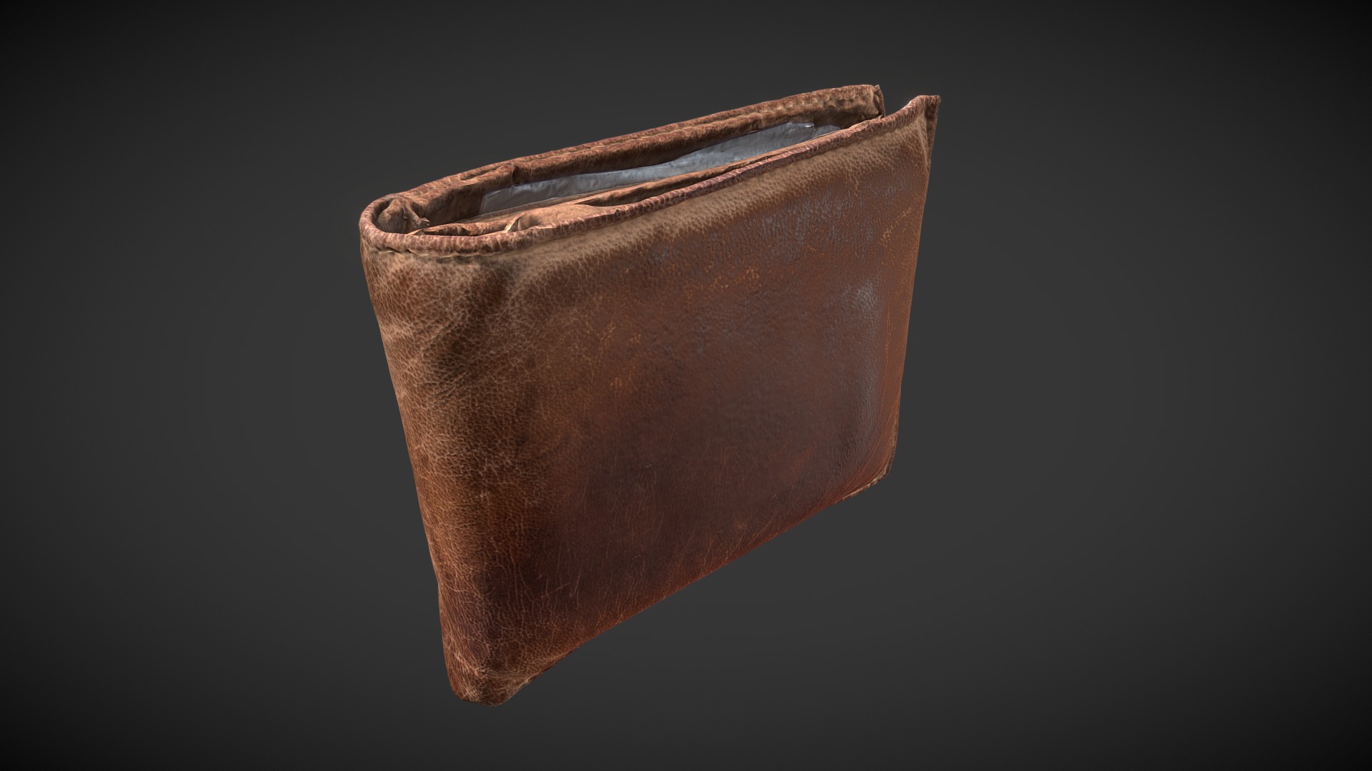 3D model Old Leather Wallet 3D Scan - This is a 3D model of the Old Leather Wallet 3D Scan. The 3D model is about a brown leather wallet.