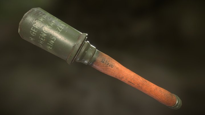 WW2 German Assault Grenade AKA Potato masher 3D Model