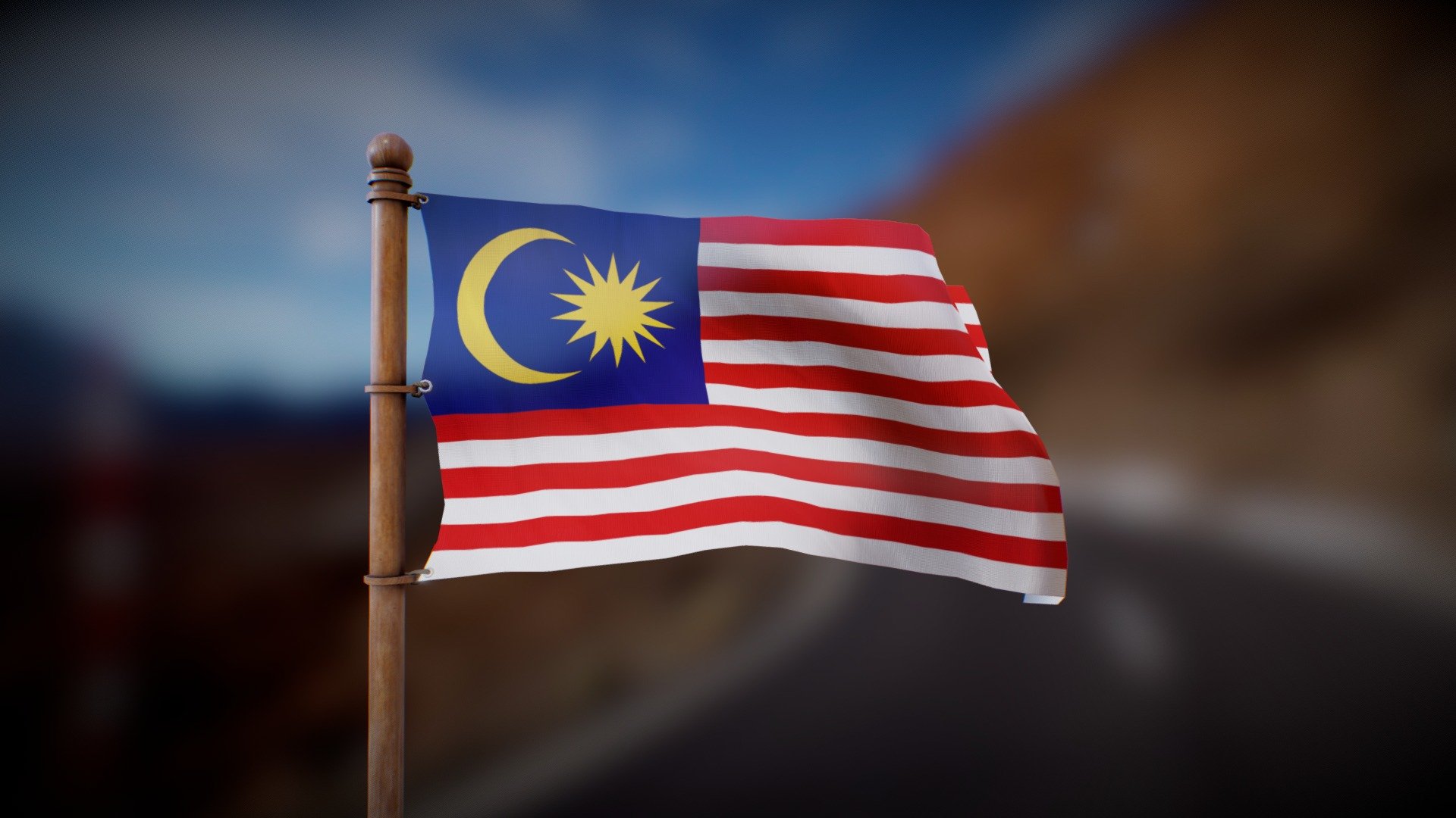 Flag Of Malaysia - Wind Animated Loop - Buy Royalty Free 3d Model By 