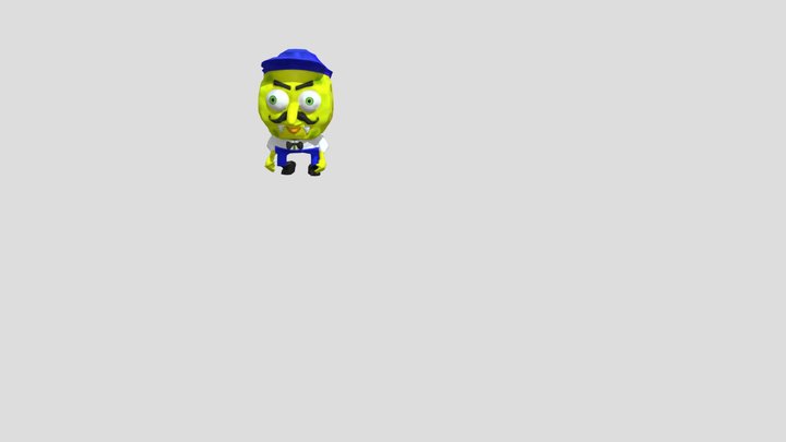 Mustachioed Sponge Neighbor 3D Model