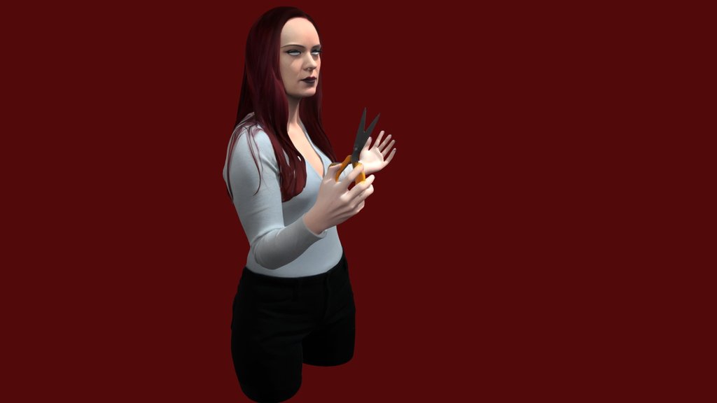 Red-haired with Scissors