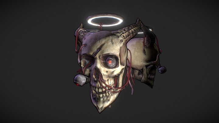 stylized cyberpuck demon skull 3D Model