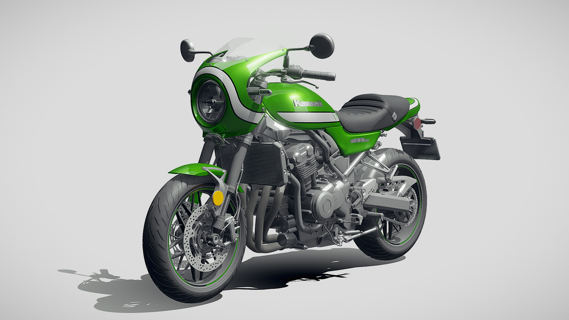 3D model Kawasaki Z900RS 2019 - This is a 3D model of the Kawasaki Z900RS 2019. The 3D model is about a green and black motorcycle.