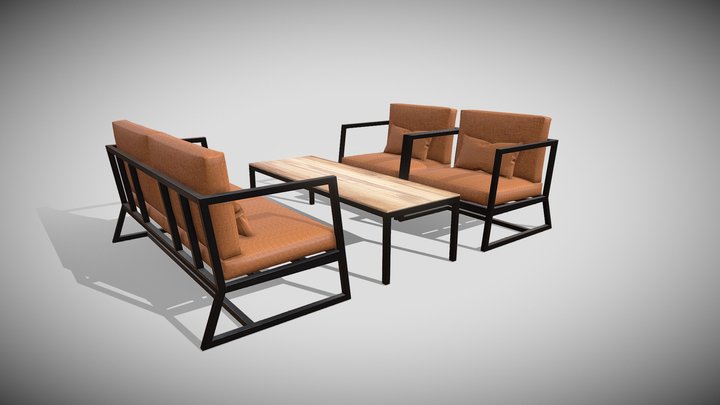 Modern Industrial Outdoor Sofa Set