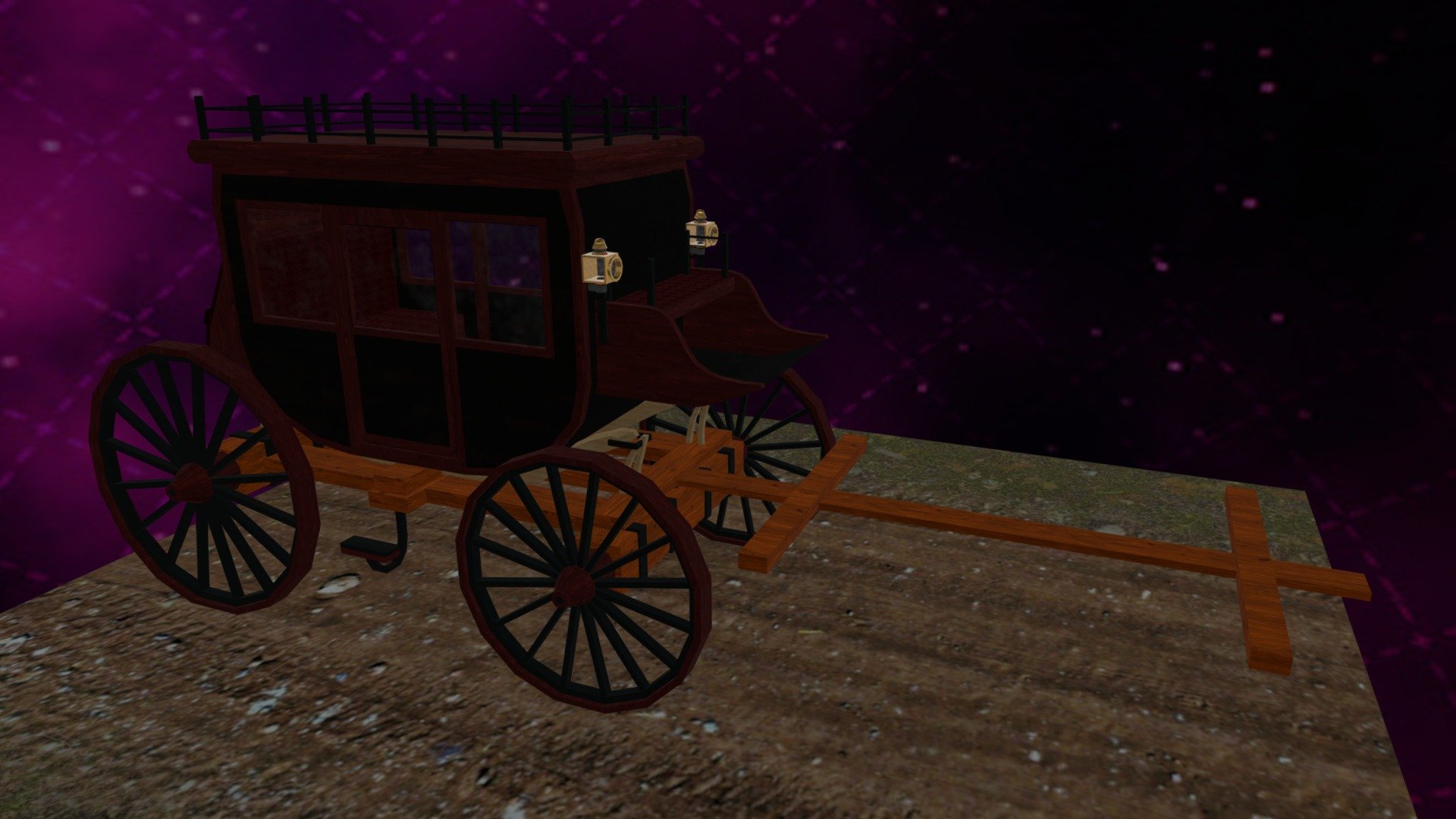 Stagecoach .glb Low Poly