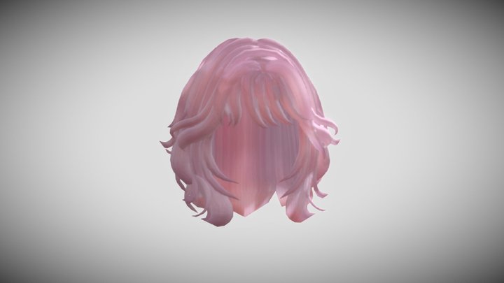 3D model pink long hair VR / AR / low-poly