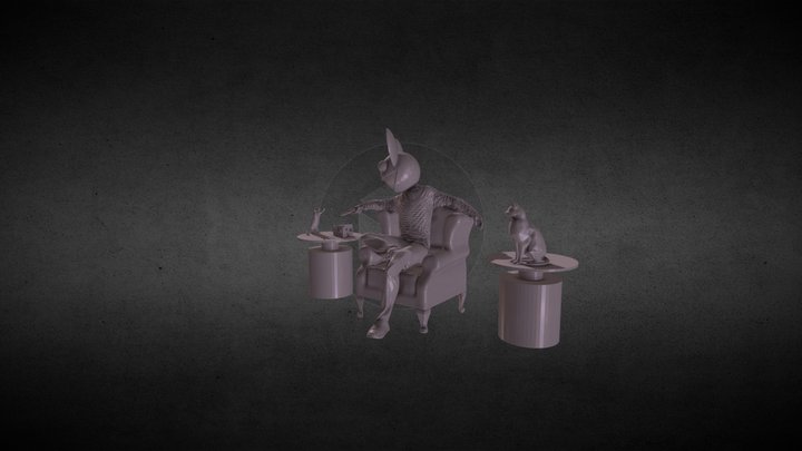 Deadmau5 On Chair With Gun Aim at Mice 3D Model