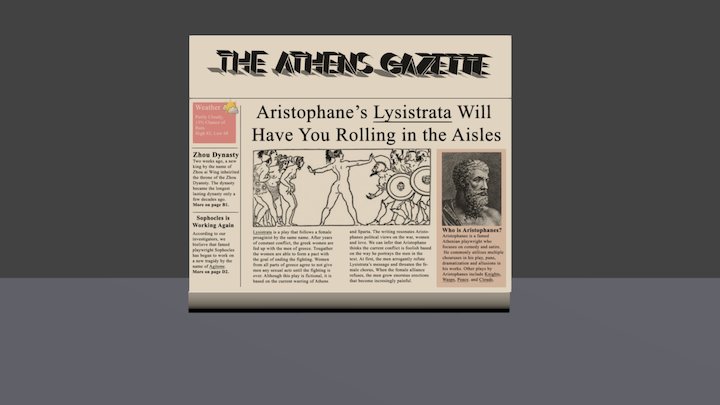 The Athens Gazette Newspaper 3D Model 3D Model