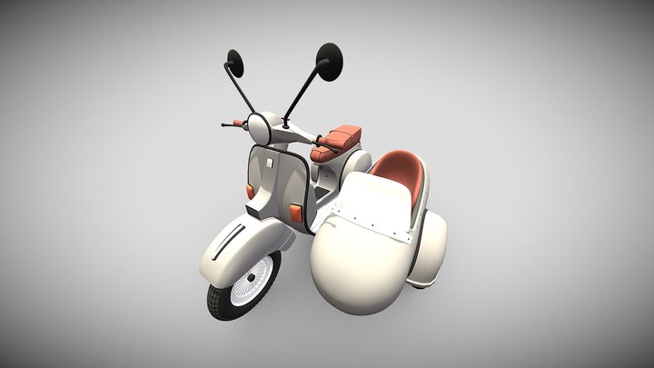 Vespa PX With Sidecar. 3D Model