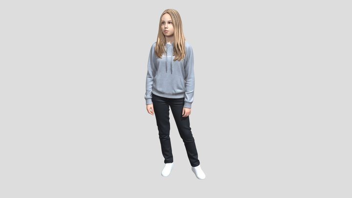 Grey Hoodie Teen Portrait – Modello 3D gratuito STL