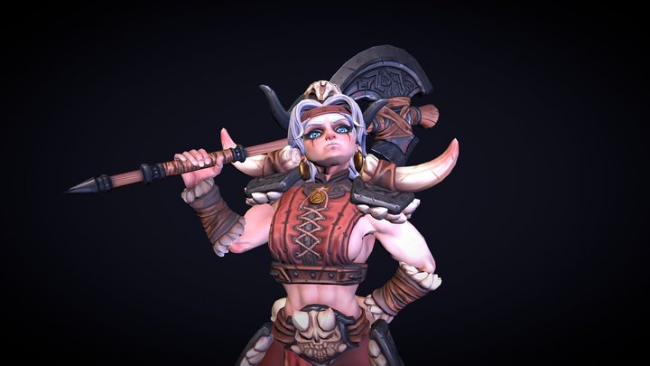 Girl barbarian 3D Model
