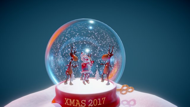 Santa & deer dancing [animated] 3D Model