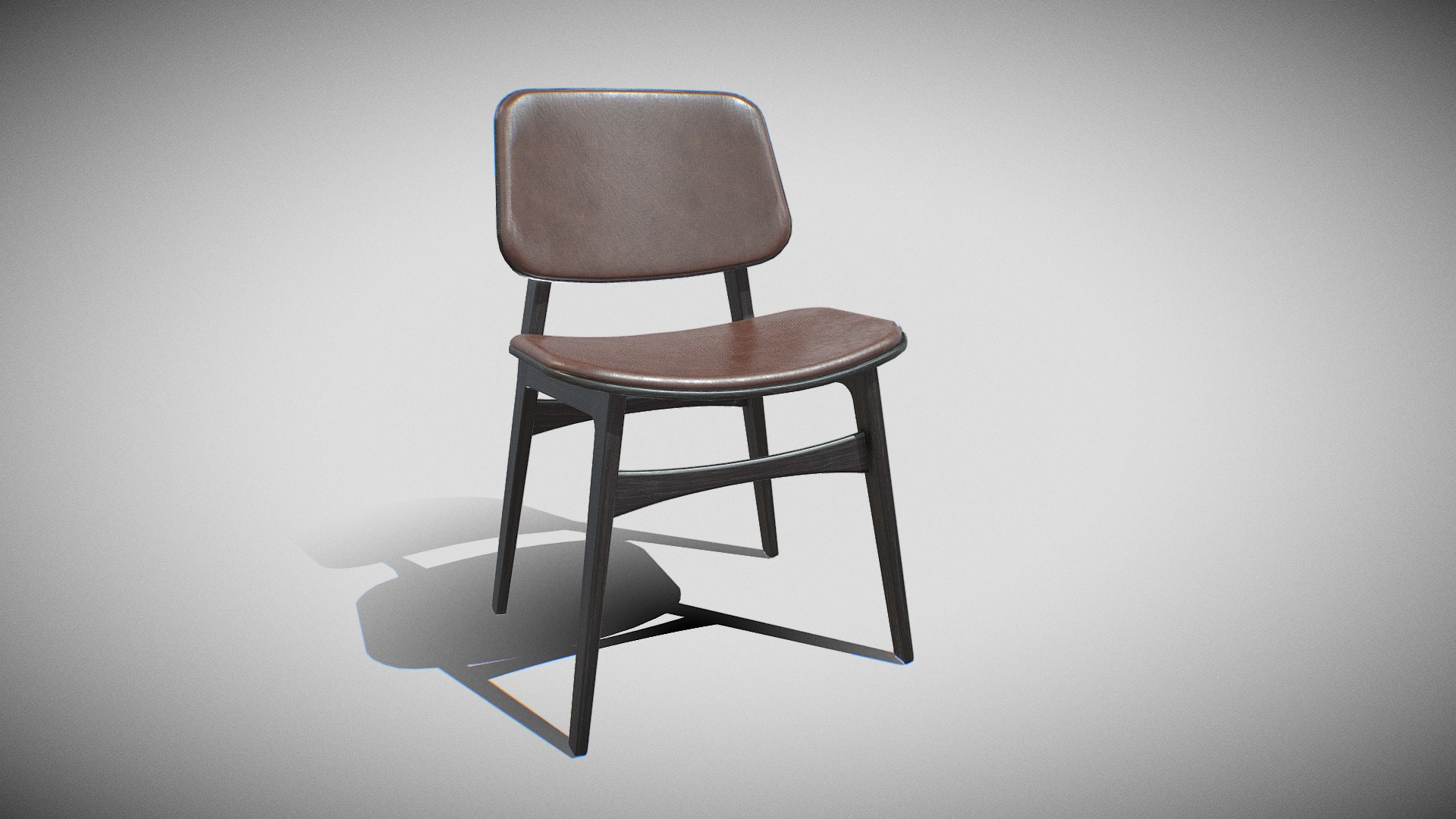 3D model Soborg Chair Model-3052-leather 96,black wood - This is a 3D model of the Soborg Chair Model-3052-leather 96,black wood. The 3D model is about a chair on a white background.